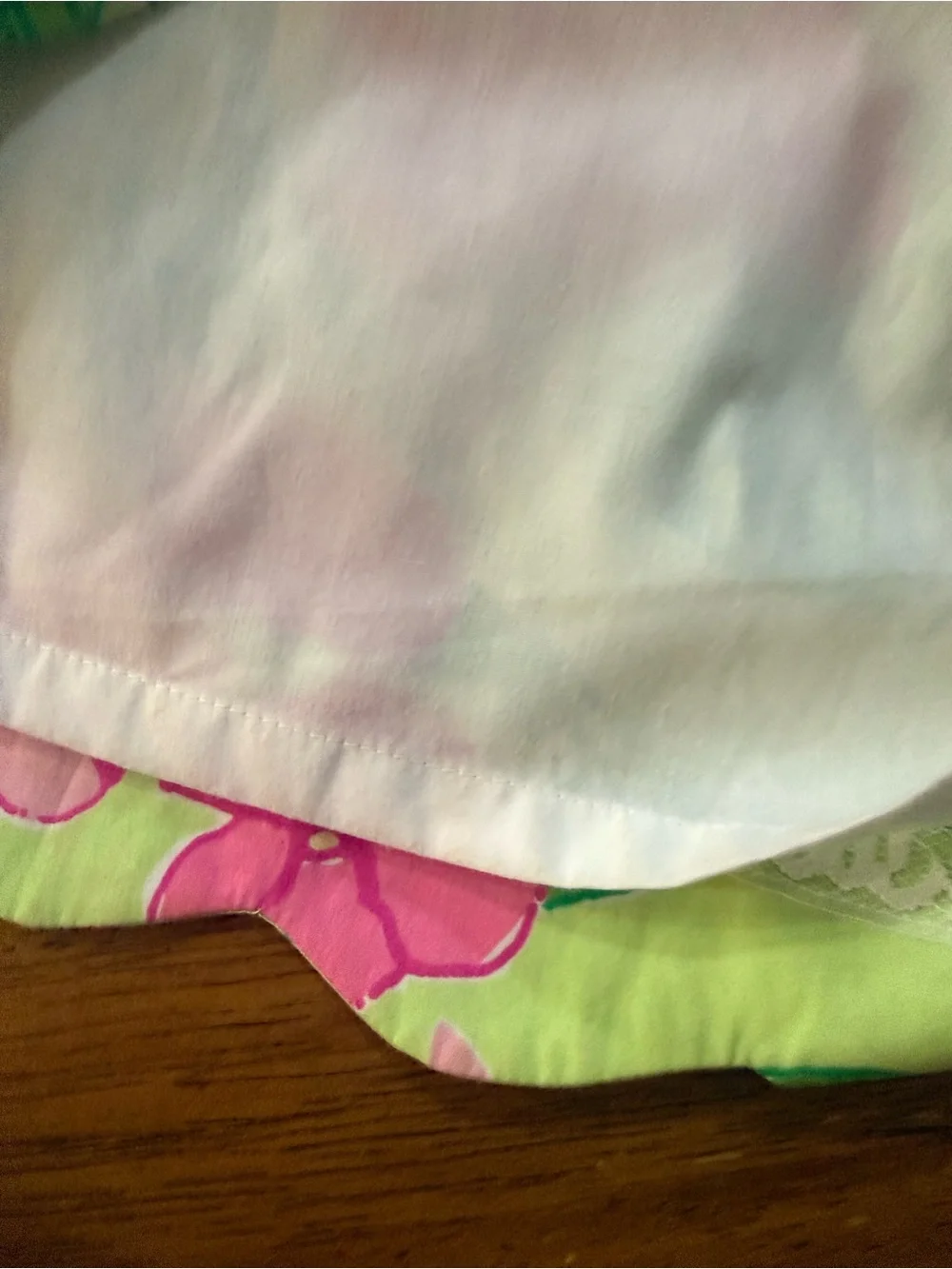 Vintage Lilly Pulitzer Floral Pink & Green A-Line Skirt with scalloped hem, sz 6